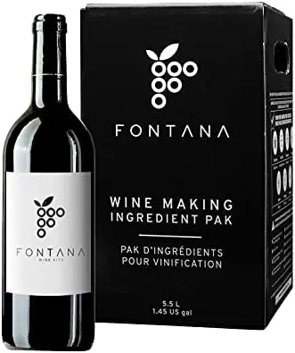 Kit de Vino Cabernet Sauvignon Francés Fontana - Kit DIY de 6 Galones para Elaborar 30 Botellas