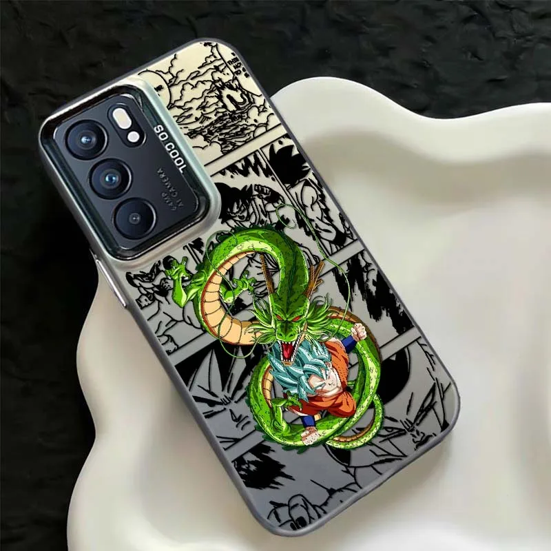Kolorowe srebrne etui na telefon z motywem anime Dragon Ball dla OPPO A98 A96 A95 A94 A79 A78 A77 A54 A55