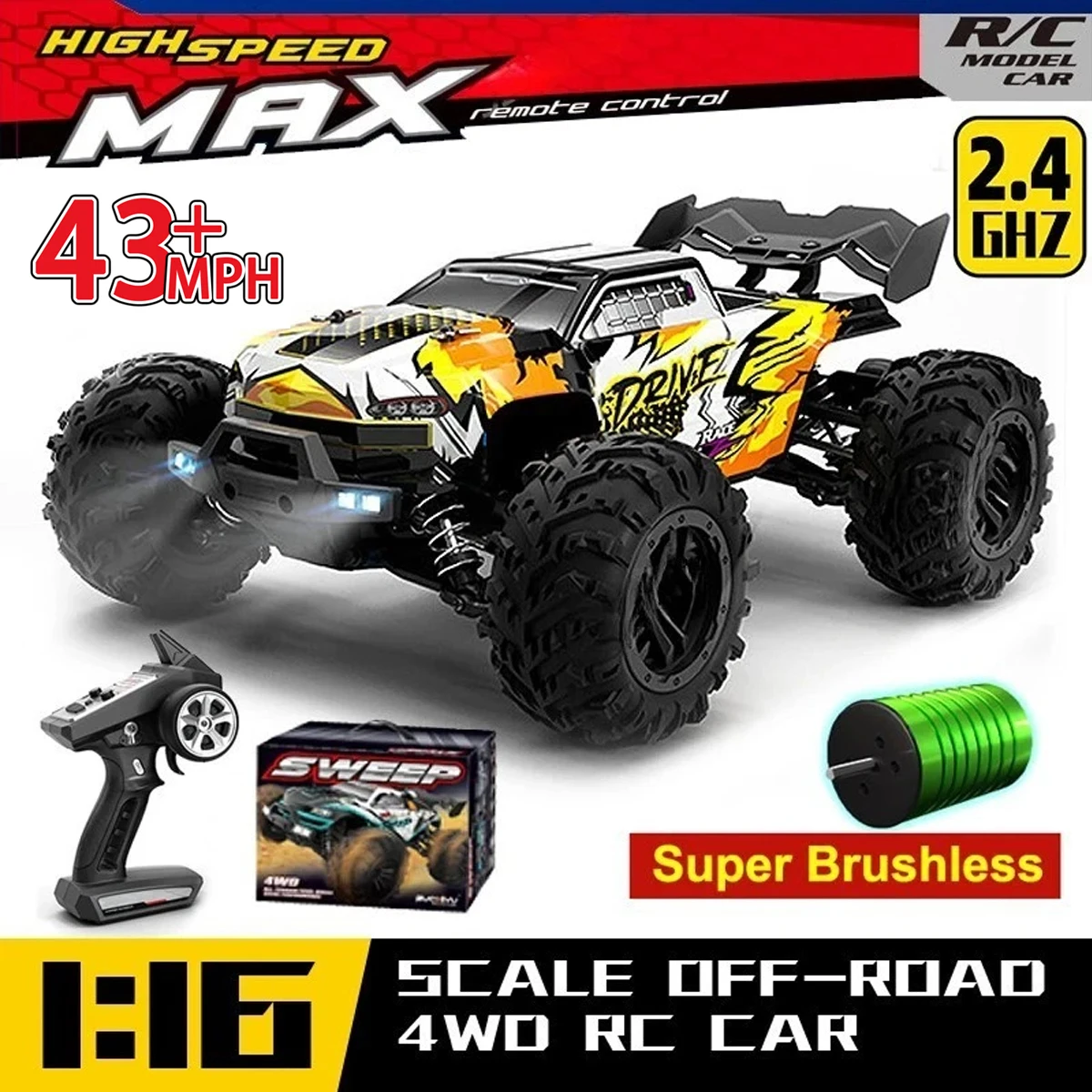 

JIKEFUN 16101/16102 PRO 1:16 Высокоскоростная радиоуправляемая машина с LED-подсветкой, дрифт, 70 км/ч, 4WD, внедорожник, монстр-трак, игрушка для детей, подарок