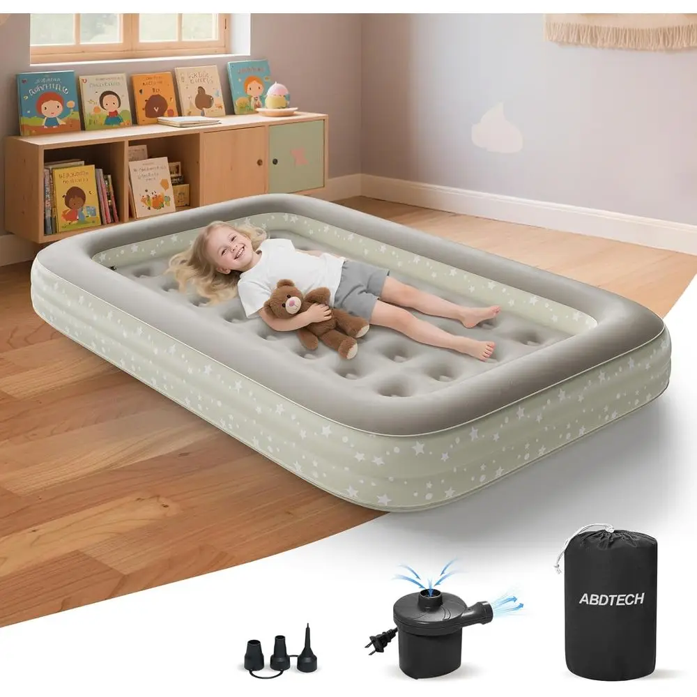 

Iatable Toddler Travel Bed: Portable & Saety - Blow Up Toddler Bed Travel with 4 Sides - Kids Air MattrIdeal or Outdoor Camping