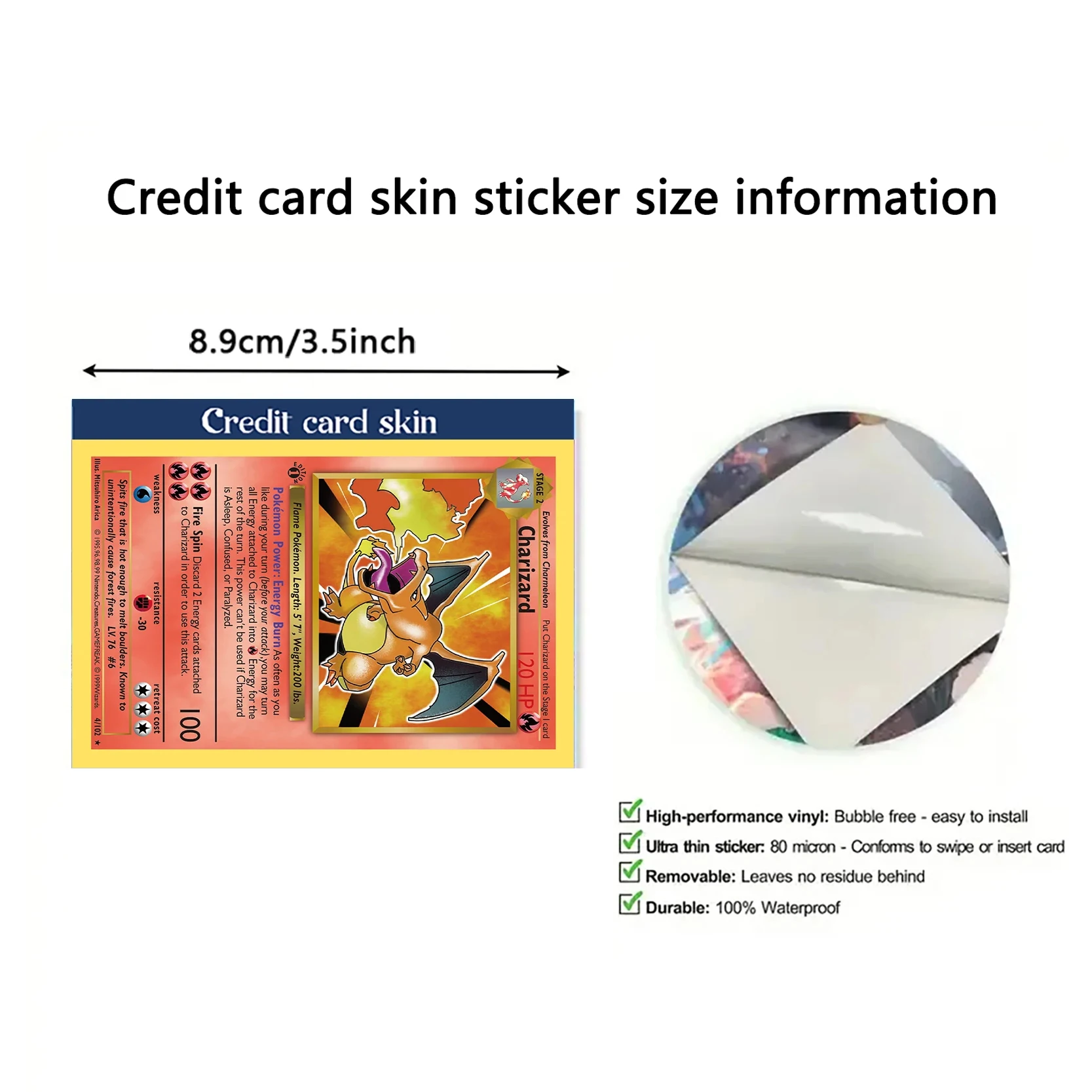PTCG Poket Genetic Apex 시리즈 신용 카드 스킨 스티커 VISA 신용 카드 직불 장식 장식 잔류 물 없음