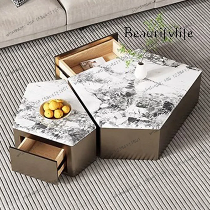 

Low Drawers Coffee Tables Storage Nordic Marble Minimalist Modern Coffee Table Design Apartamento Mesa Furniture For Home