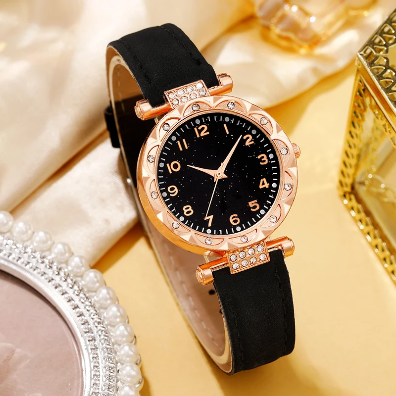 6PC Fashion Ladies Watch + Accessories Set, the perfect combination of watch and accessories, the ideal gift choice