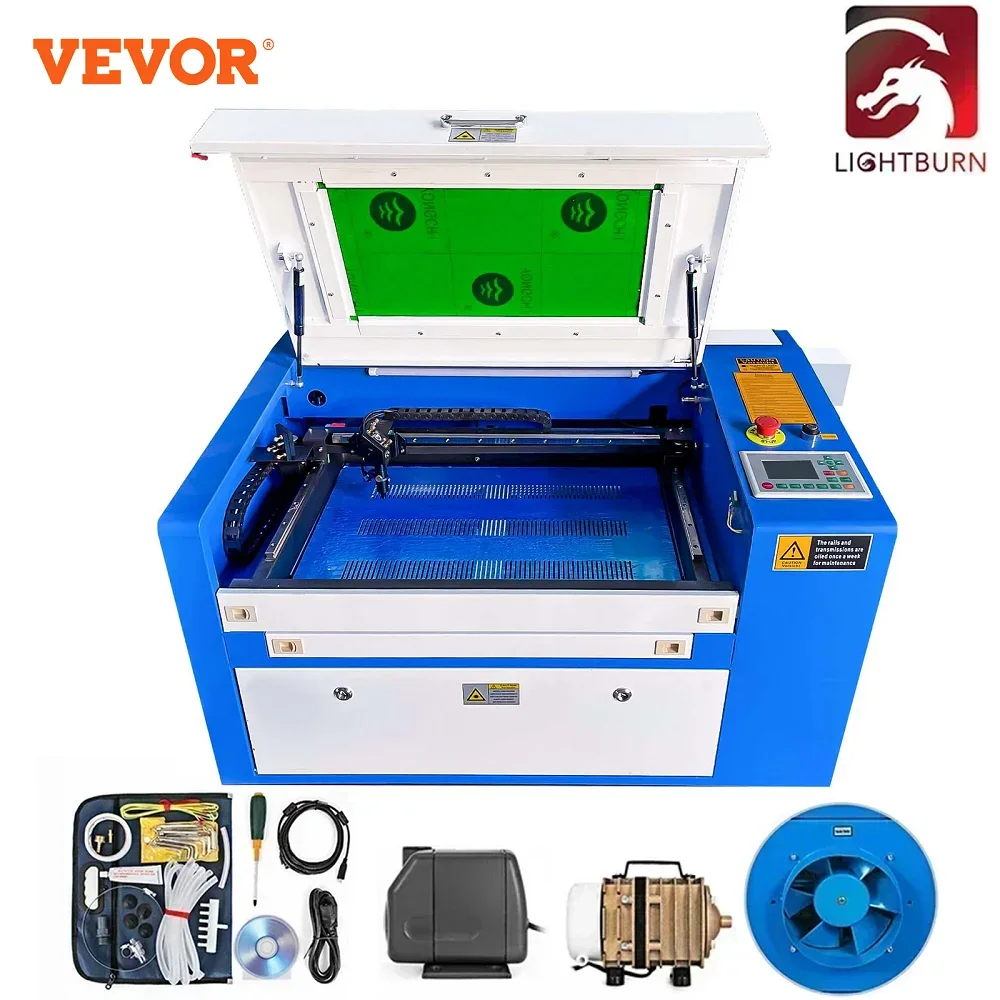 

Лазерный гравер VEVOR RUIDA 50W CO2, 500x300 мм, с аксессуарами, для гравировки и резки акрила, ткани, дерева