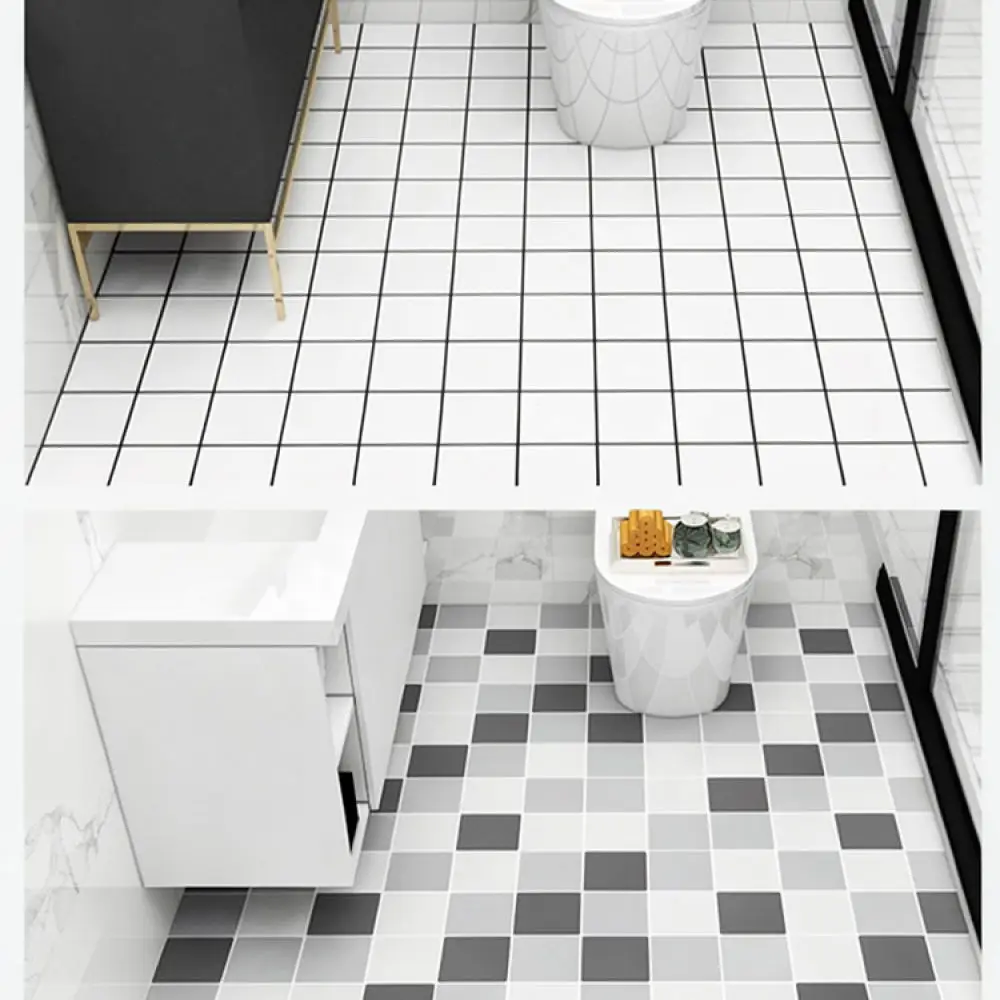 Non Slip Waterproof Floor Tile Sticker Self Adhesive Marble Print Vinyl Sheet For Bathroom Kitchen Home Renovation Thick Cover