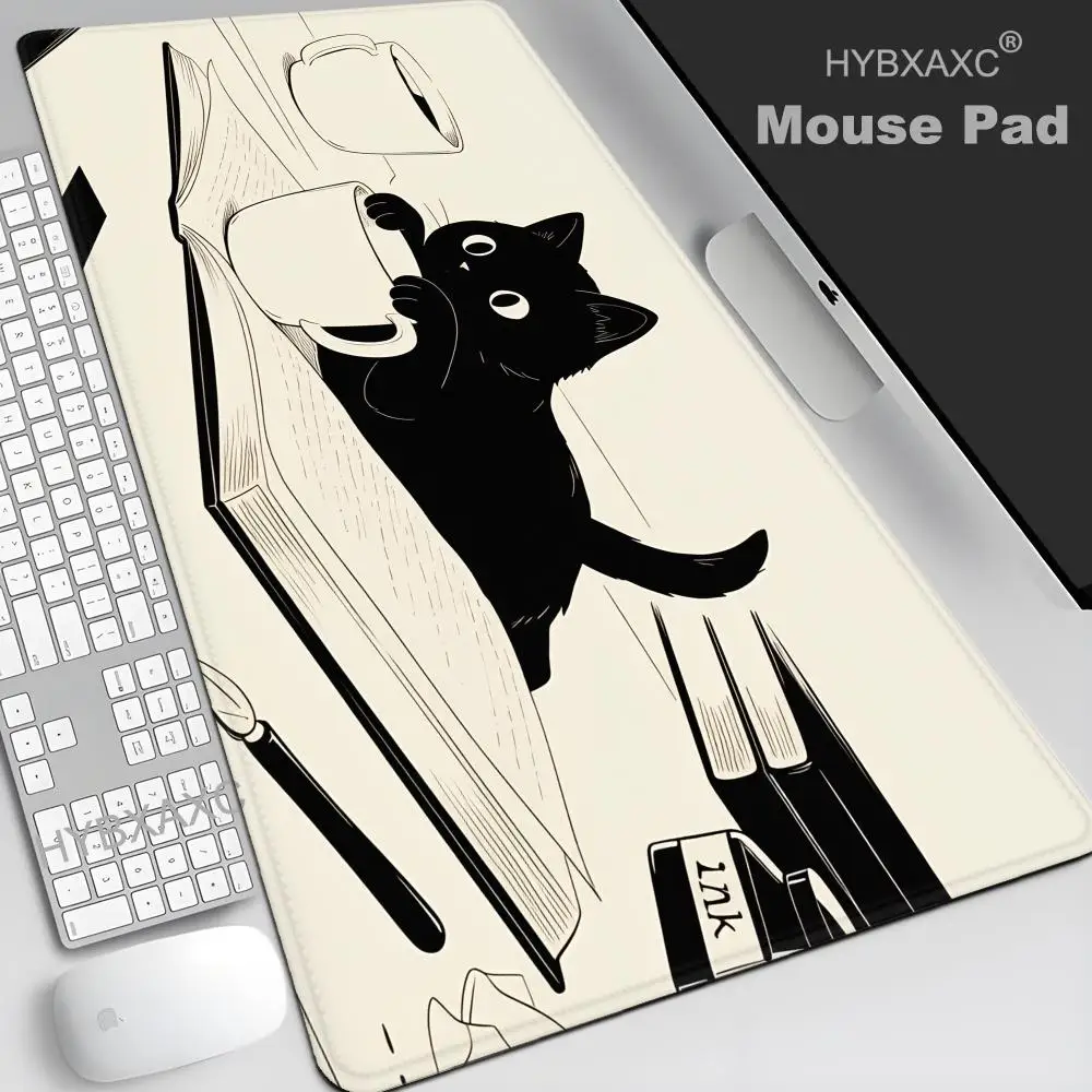 

HYBXAXC Hot Sell Cute Black Cat Mousepad Computer Desk Accessories Mat Table Pad Laptop Cushion Non-slip Kawaii Deskpad Rug