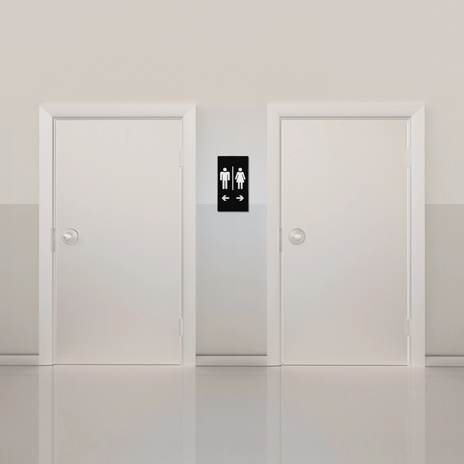 

Clear Shape Acrylic Toilet Sign Black Base White Sign Easy Identify Long Distance Restroom Guiding Bathroom Door Signs