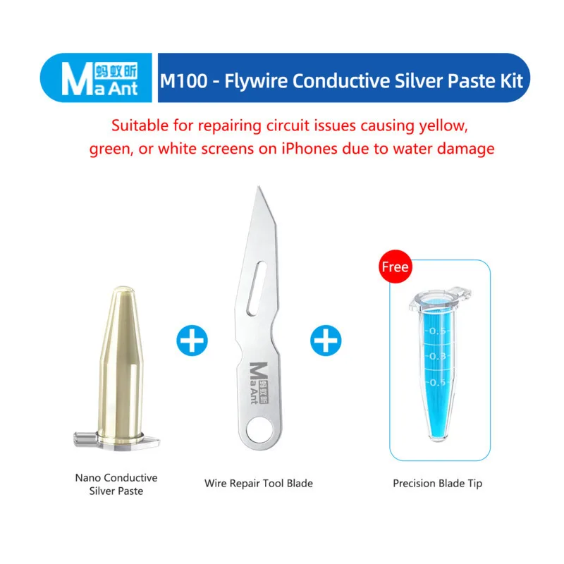 Flywire Conductive Nano Silver Paste 80% Solid Content Ultra Low Resistance High Adhesion for Screen Water Damage Circuit Repair