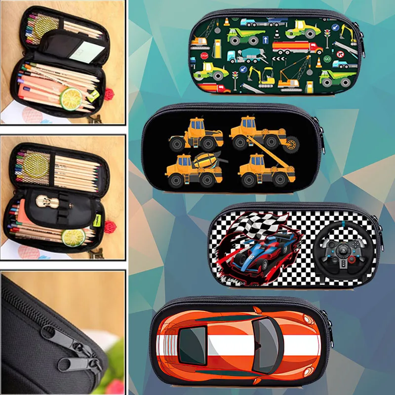 Cartoon Truck Car Tank Plane Cosmetic Cases Student Pencil Bag Children Stationary Bags Kids Pencil Box School Supplies Gift