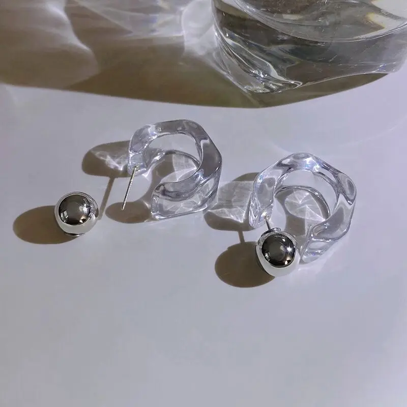 Pendientes de aro geométricos de acrílico transparente para mujer y niña, aretes colgantes en forma de C, regalos de joyería de viaje para fiesta,