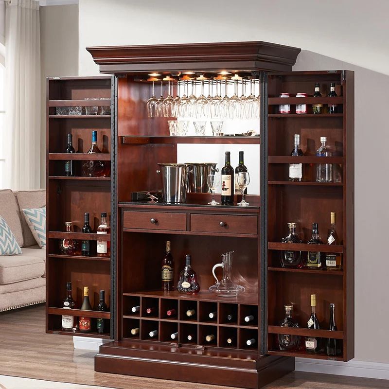 

Custom Wooden Living Room Furniture Cabinet Custom Iron Work Living Room bar Wall Mounted Cabinet Wine Display Rack