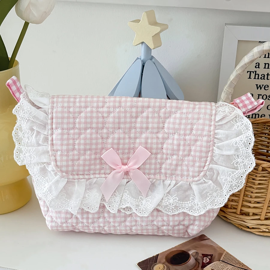 

Милая кружевная сумка через плечо Sweet Heart, уличная сумка для хранения, свежая модная универсальная мягкая полиэстеровая подкладка, внутреннее отделение