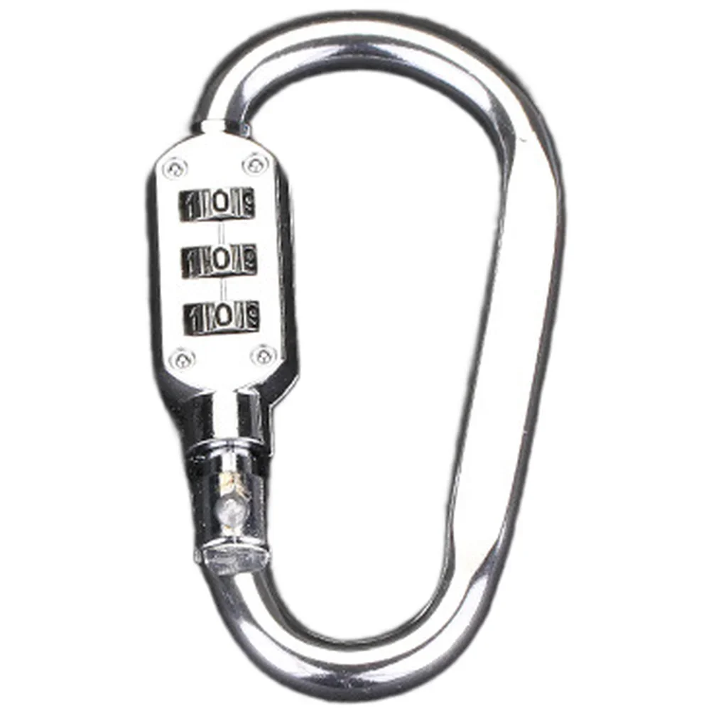 Aluminum Alloy D Shaped Carabiner with Anti Theft 4 Digit Lock for Backpack Helmet Bike Basket Hiking Gym Locker Outdoor Use