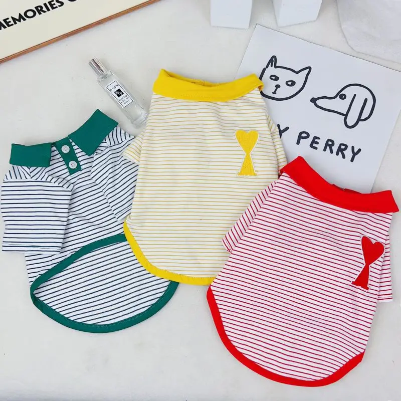 Summer New Pet Trendy Brand Dog Thin Striped Shirt Kawakuba Teddy Schnauzer Bibi Bear Fighting Cat Clothes