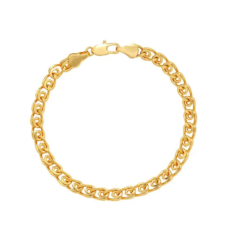 XP Jewelry -- (19 cm x 5 mm ) 24 k Yellow Gold Plated 2 Round Circle Bracelets For Men Women Fashion Jewelry