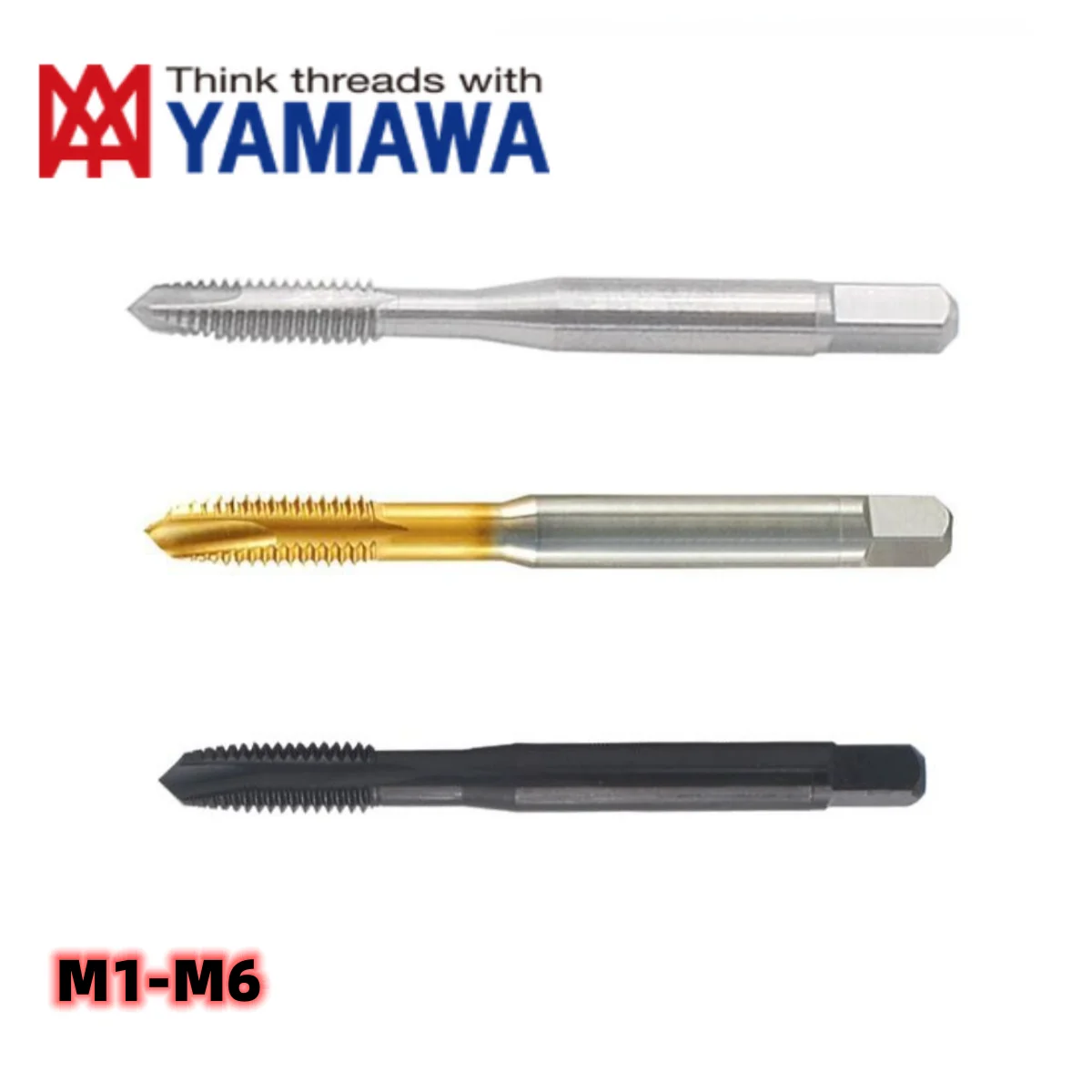 1PCS YAMAWA HSSE Spiral Pointed Tap  TIN Oxidization M1M1.4M1.5M1.6M1.7M2M2.5M3M3.5M4M4.5M5M5.5M6 Machine Screw Thread Taps