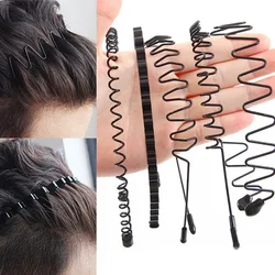 1Pc Black Metal Wavy Headband Men Women Sport Face Washing Unisex Hair Hoop Non Slip Hairband Bangs Holder Braids Styling Tools