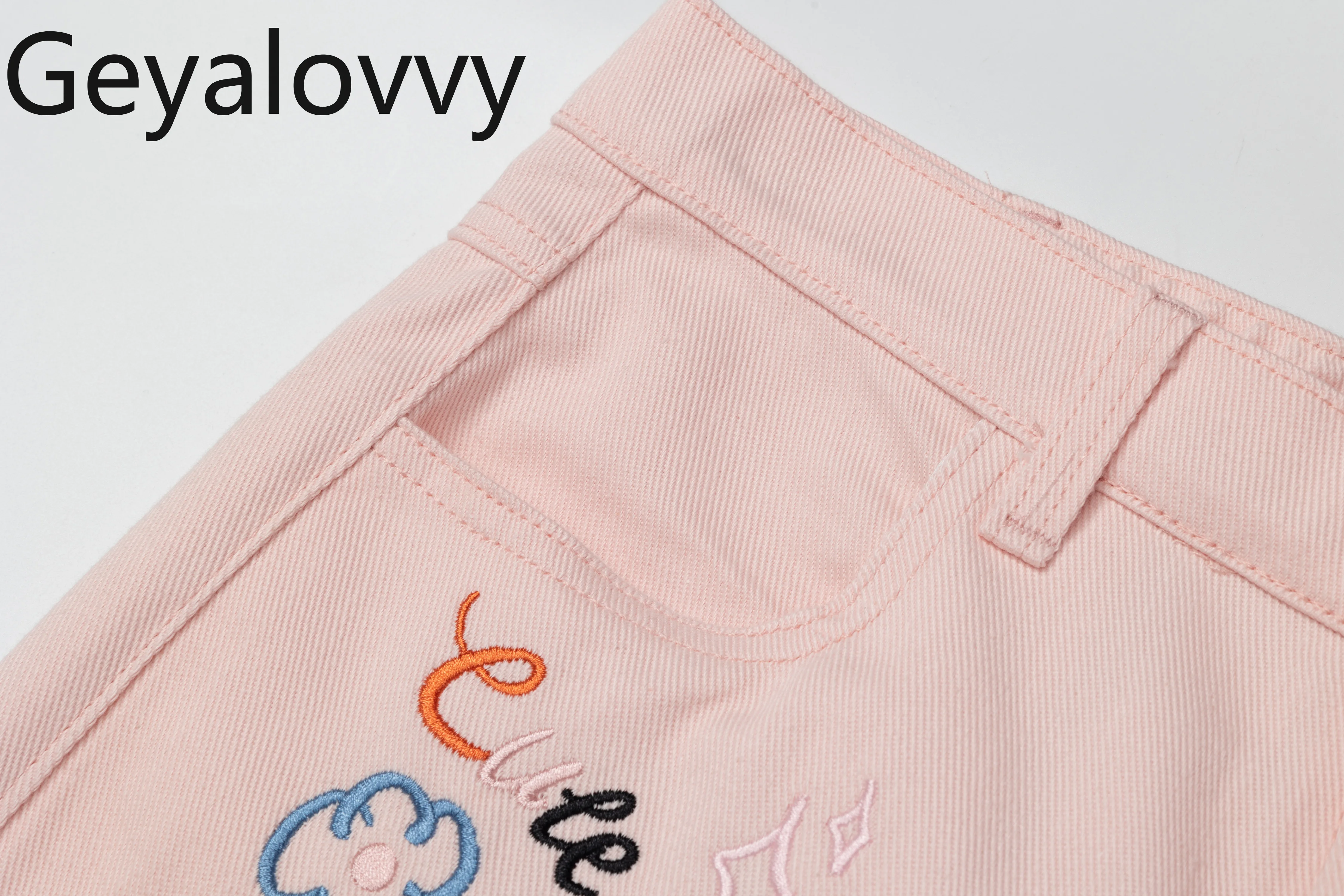 Vintage dos desenhos animados bordado cintura alta jeans retos para mulheres doce bonito primavera solto emagrecimento versátil casual calças de perna larga