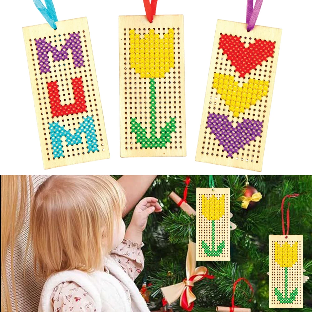 4 шт., деревянные закладки для вышивания крестом, 5 ниток