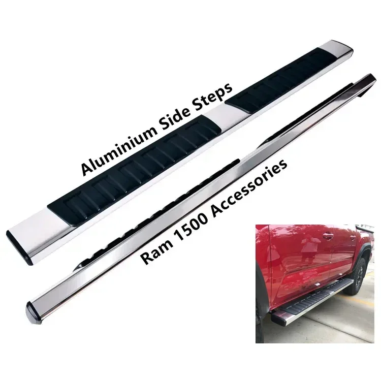 

Apollo High Quality Wholesale Black With Silver Running Boards Replacement Side Steps For 10-21 Dodge Ram