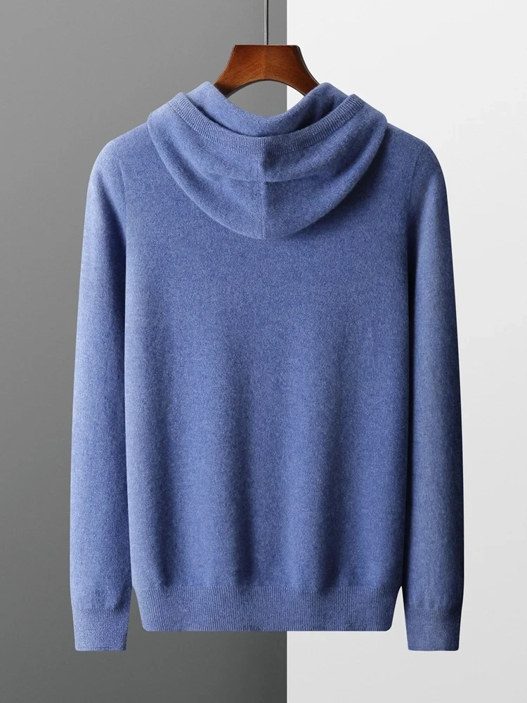 

Spring Autumn Fashion Men's Sweater 100% Pure Wool Long Sleeve Pullovers New Style Hoodie High-End Knit Youth Casual Warm Shirt
