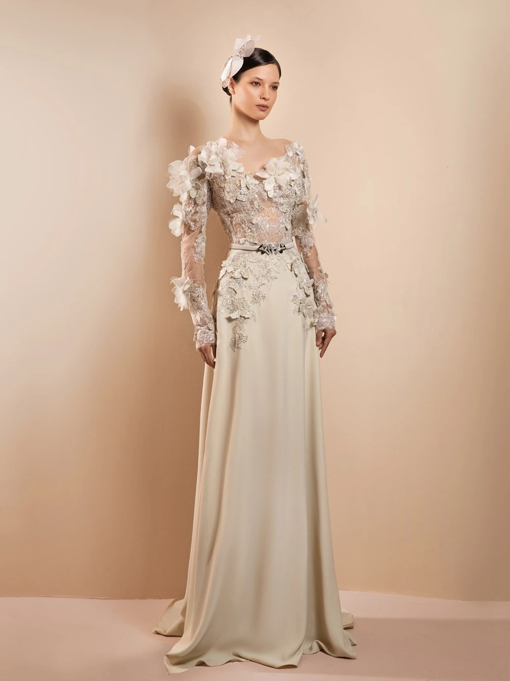 فستان سهرة شبه شفاف مزين بالزهور، تنورة فلوي رشيقة، فستان حفلات أنيق مخصص للنساء #2