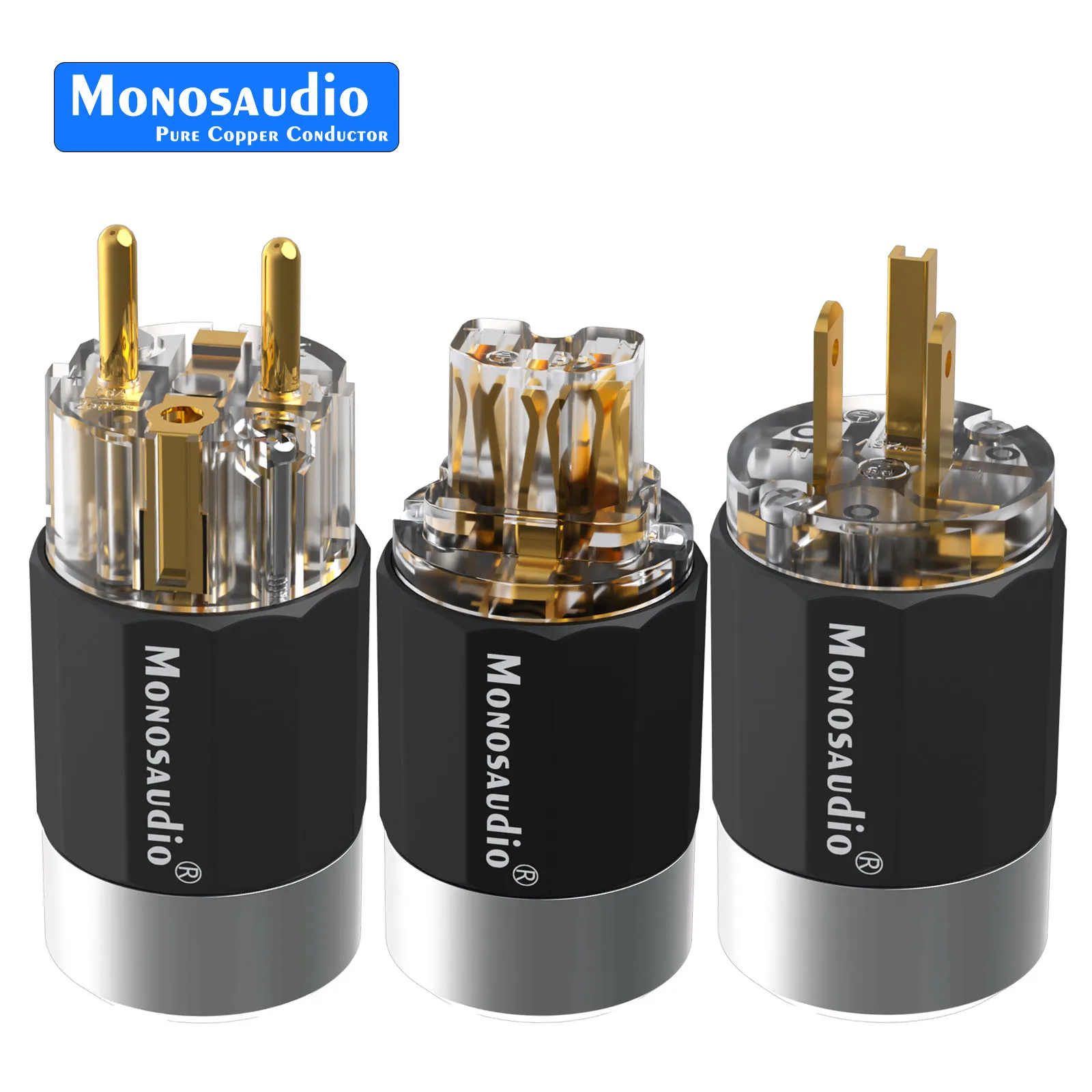 

Monosaudio 99.99% Pure Copper EU Schuko Power Plugs Connector For DIY HIFI Power Wire E/F/M109G/109R/S