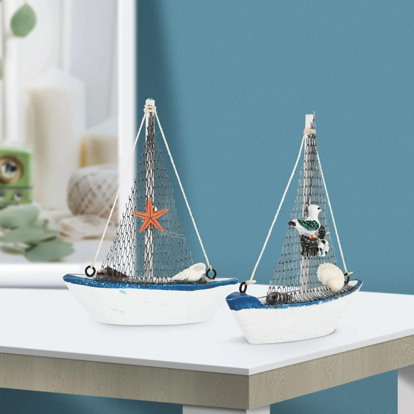 

4Pcs Small Sailboat Nautical Decorations Elegant Home Ornament Desk Decor Beach Nautical Party Decor for Modern Coastal Interior