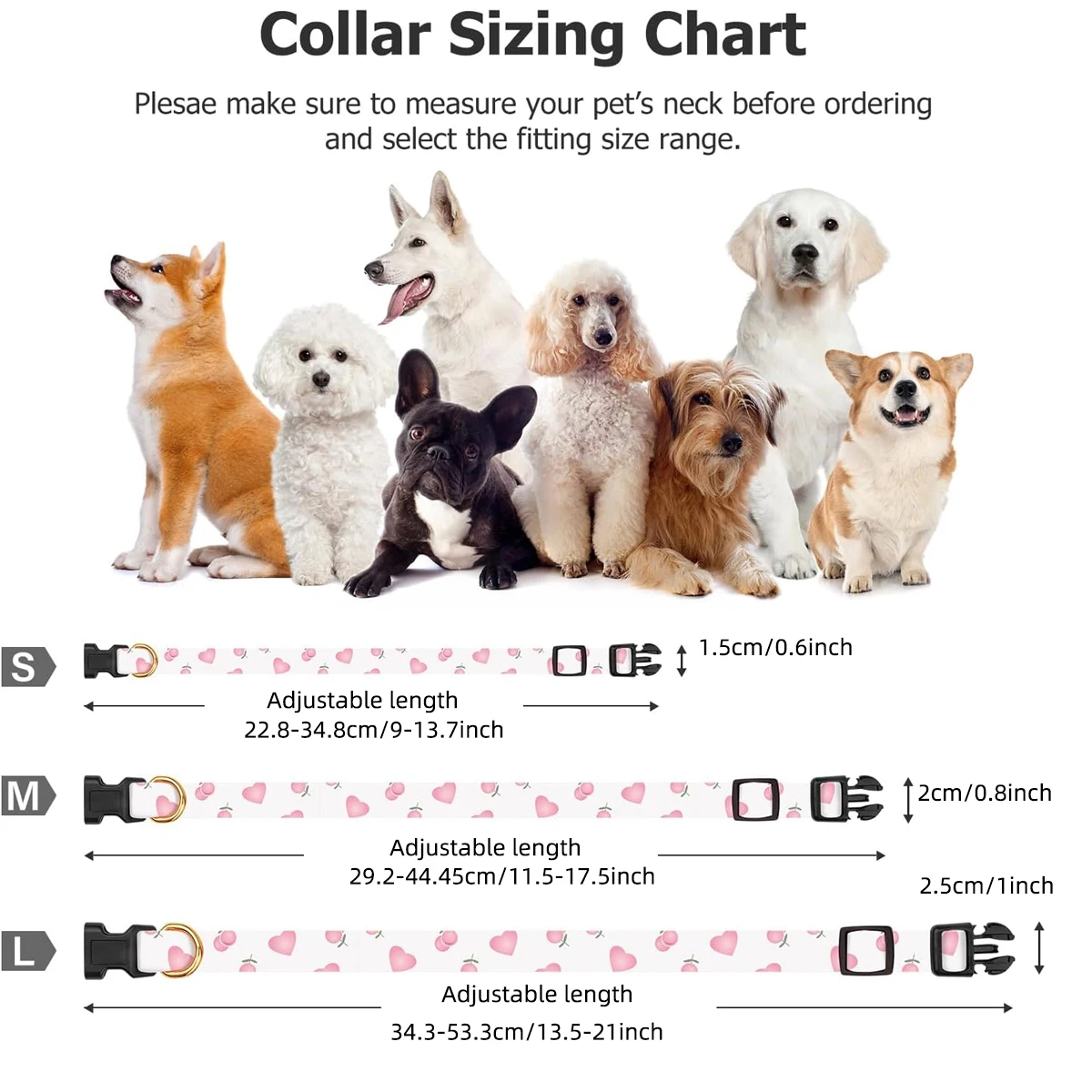 Solid Cotton Dog Collar Cute Heart And Strawberry Pendant Design Small Medium Large Dogs Collar Handmade Pendant Pet Cat Puppies view 6