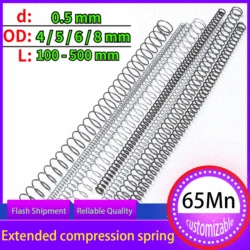 65Mn Spring Steel Compression Spring Extended Extra Long Pressure Springs Wire Diameter 0.5mm OD 4/5/6/8mm Length 100-500mm