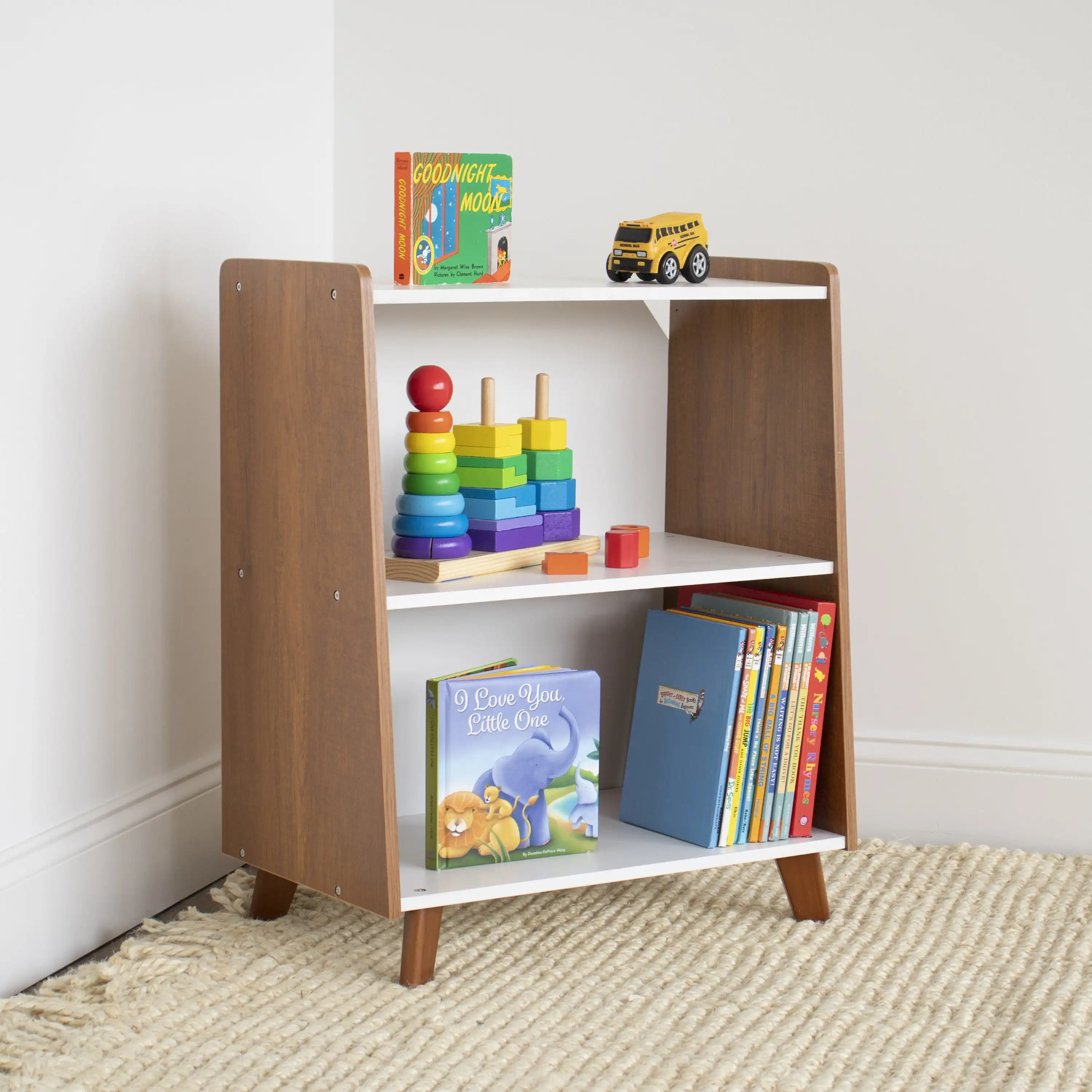 

Humble Crew Morgan 2 Shelf Mid-Century Bookcase, Wood/White