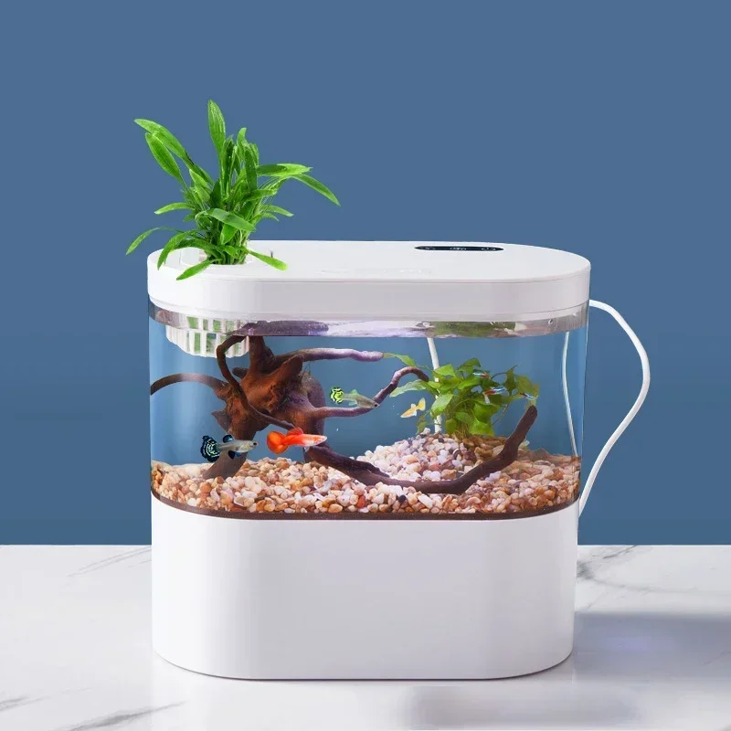 

USB Mini Desktop Aquarium Built-in Water Pump / LED light / Filter Self circulation and self circulation goldfish tank