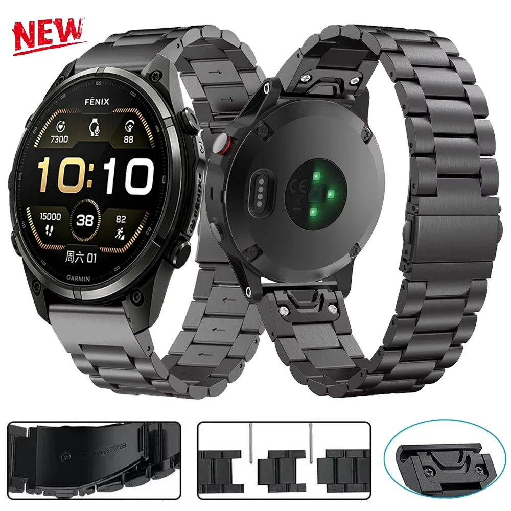 26/22/20mm Quick Fit Luxury Metal Strap For Garmin Fenix 8/9/9 Pro/Tactix 8 Stainless Steel Band for Amazfit T-Rex Ultra 2 51mm