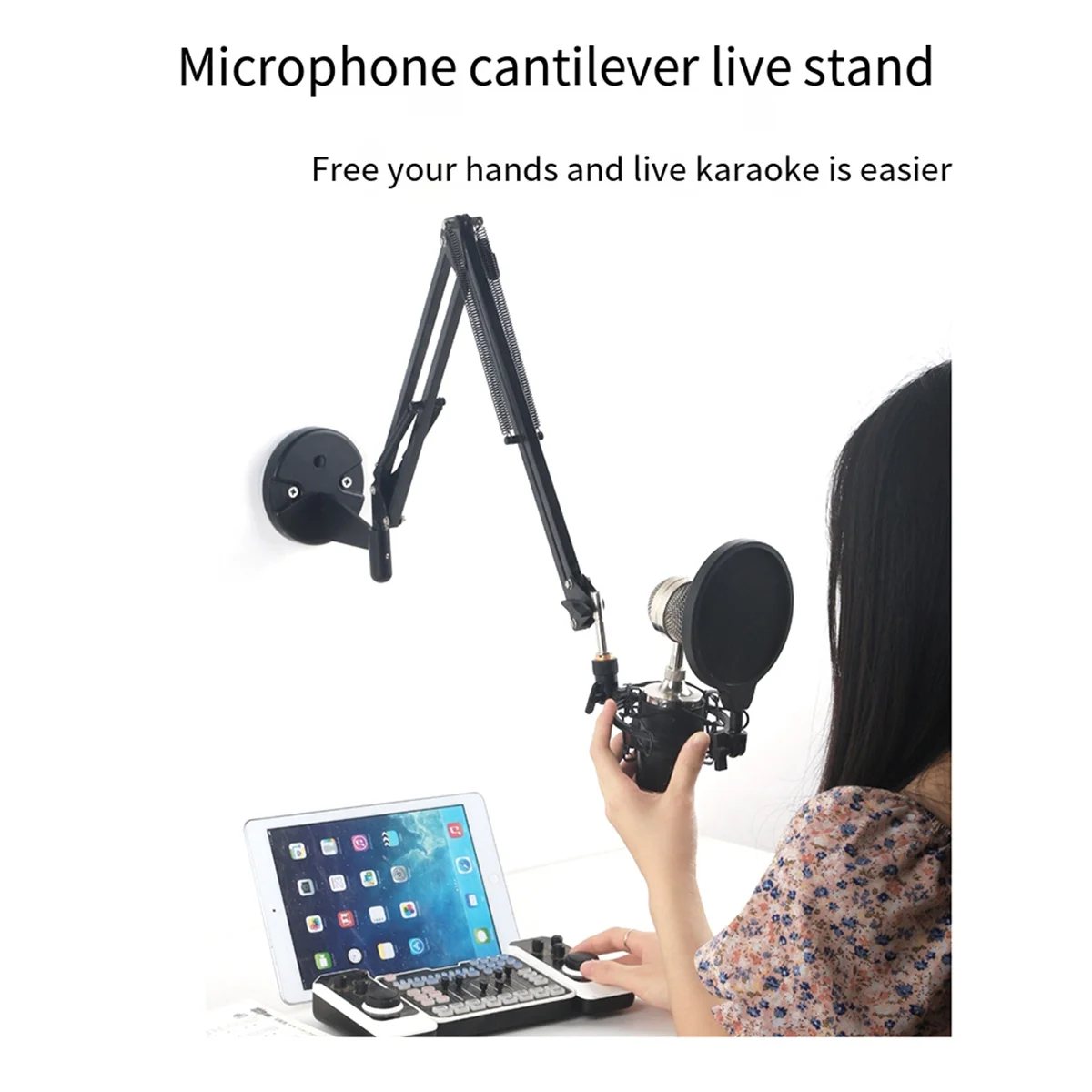 KK-B2-Adjustable Bracket Wall Mounted Microphone Support Fixed Base Punching Holes Universal Microphone and Light Holder