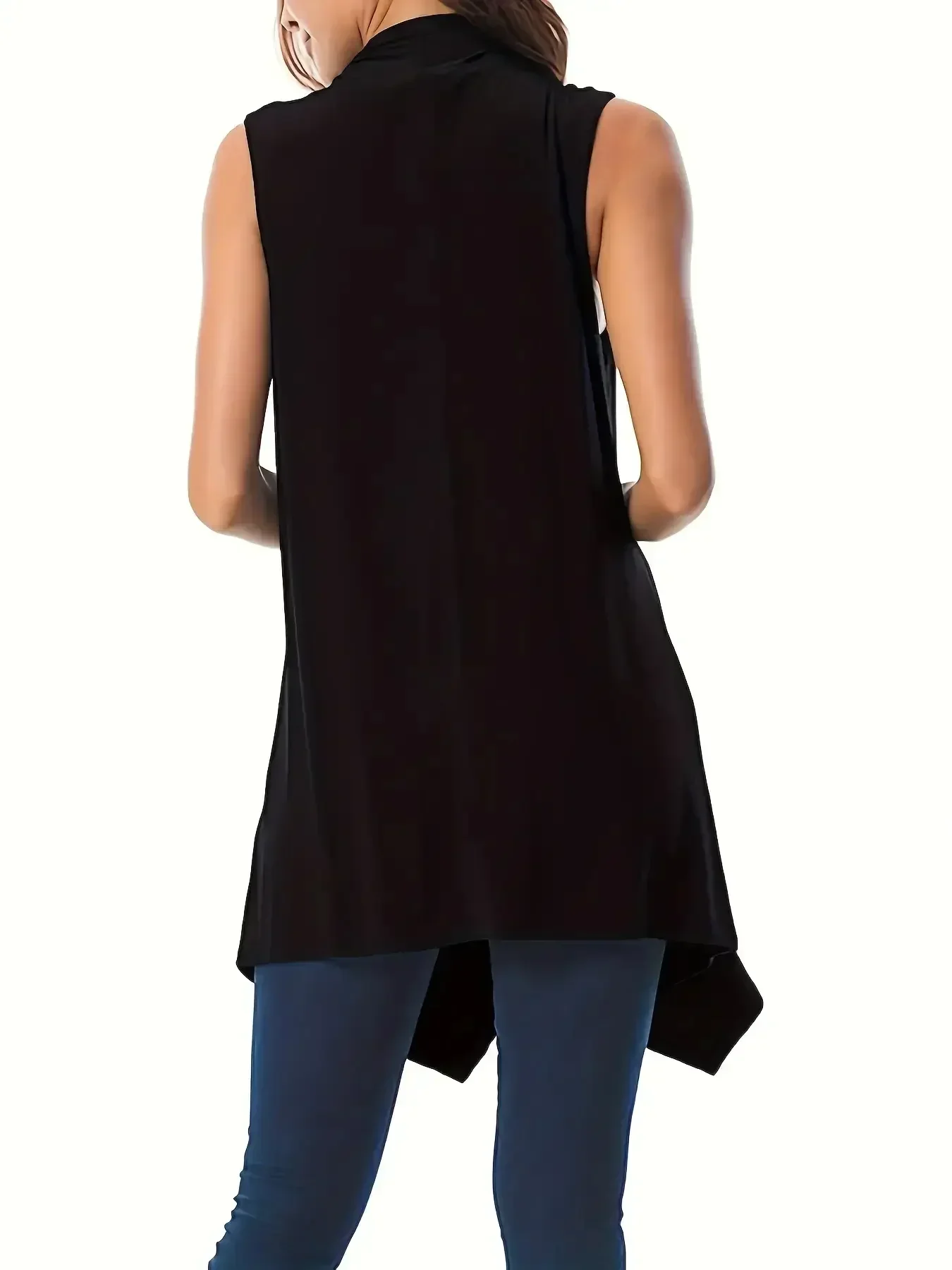 حجم كبير 1XL-5XL المرأة غير المتكافئة هيم أكمام سترة تنوعا بلون سترة عادية بسيطة المألوف سترة #2