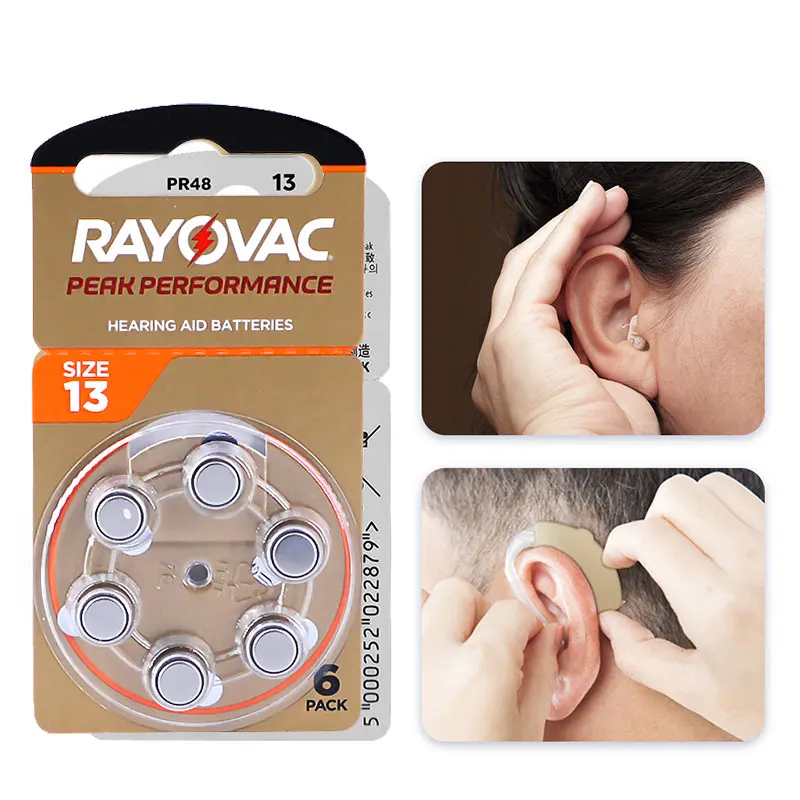 Zinc Air Hearing Aid Baterias, Rayovac Peak Reino Unido, A13, 13A, 13, P13, PR48, 1.45V, Amplificador de Som, CIC, BTE, 60Pcs