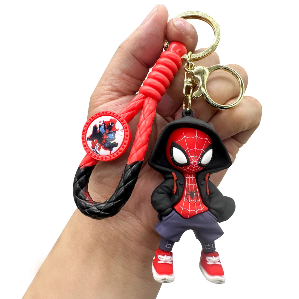 Spider Man Action Figure Spiderman Keychain Anime Accessories Spider-man Keyring Doll Backpack Pendant Men Car Key Ring Kid Toys