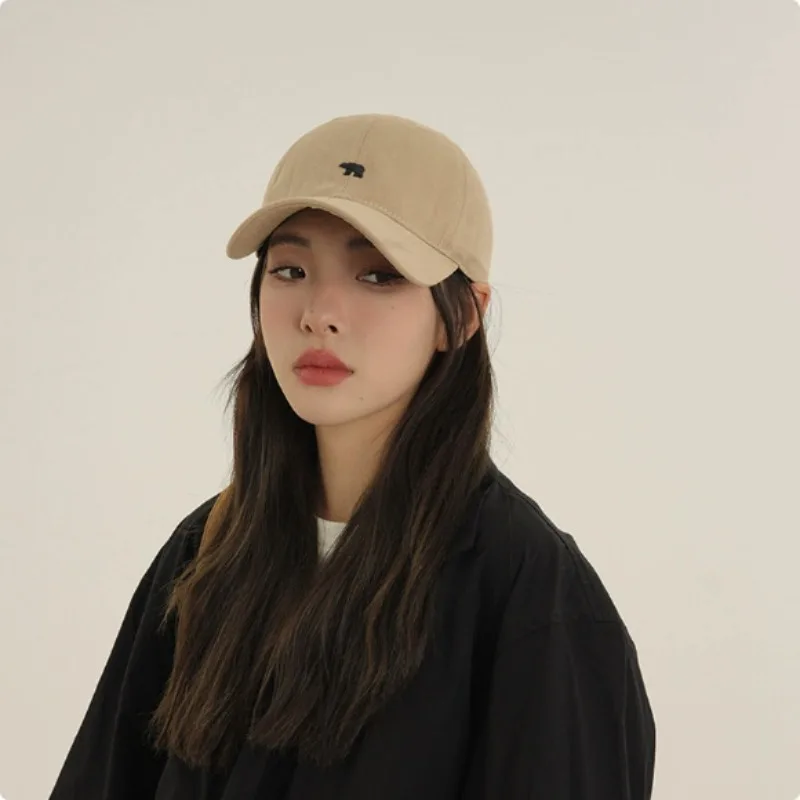 Spring Summer Unisex Bear Embroidered Baseball Hat Soft Adjustable Dad Cap All‑match Sun Hat For Street Outdoor Daily Wear