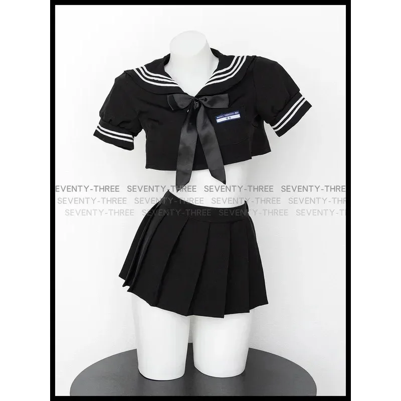 일본 애니메이션 여학생 코스프레 학생 세일러복 JK 유니폼 스커트 세트 스윗 반팔 크롭탑 네이비 란제리 세트 드롭쉽