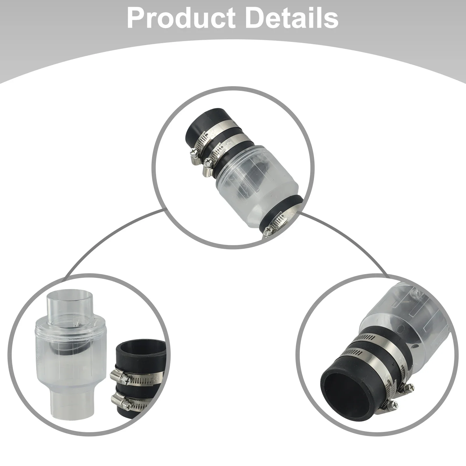 

1-1/2Inch CV-150 Sump Pump Check Valve Spring Loaded Flapper For Backflow Prevention, Silent Check Valve With Clamps