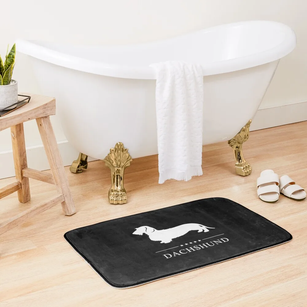 Wirehaired Dachshund White Silhouette Bath Mat For Bathroom And Toilet Waterproof Bathroom Rugs Mat