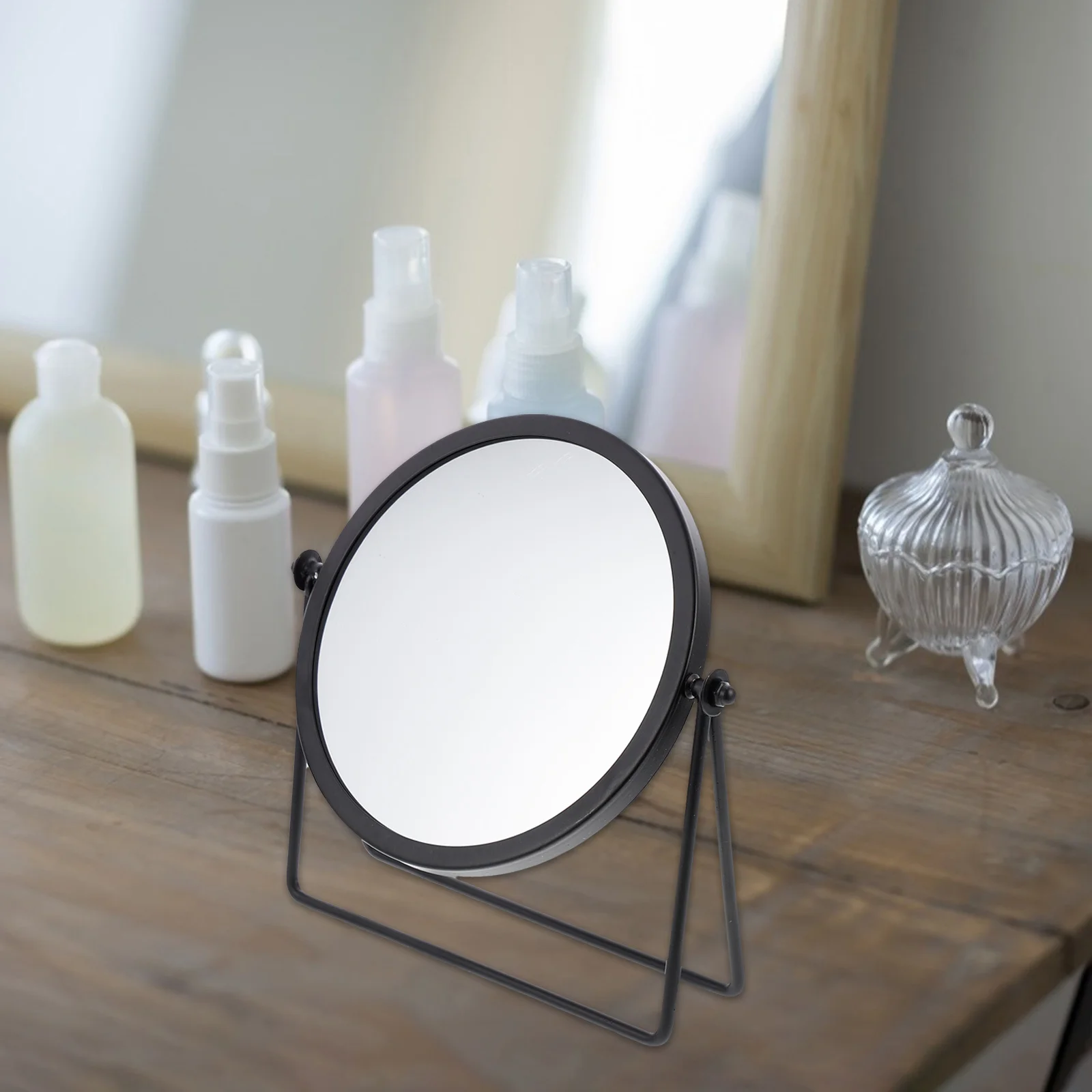 مرآة زينة دائرية دوارة لتطبيق مكياج سطح المكتب على سطح الطاولة، عرض تفاصيل الوجه، تصميم أنيق ونحيف لغرفة نوم هدية للنساء #4