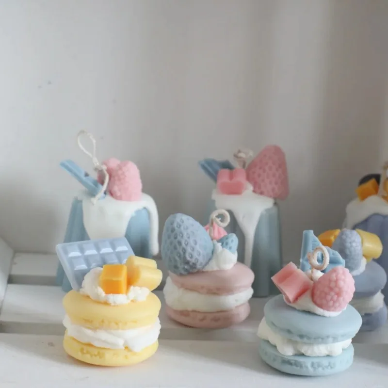 Emulational Macarons Candle Silicone Mold Fondant Baking Mould Candy Cake Biscuit Making Tools Kitchen Supplies Candle Moulds