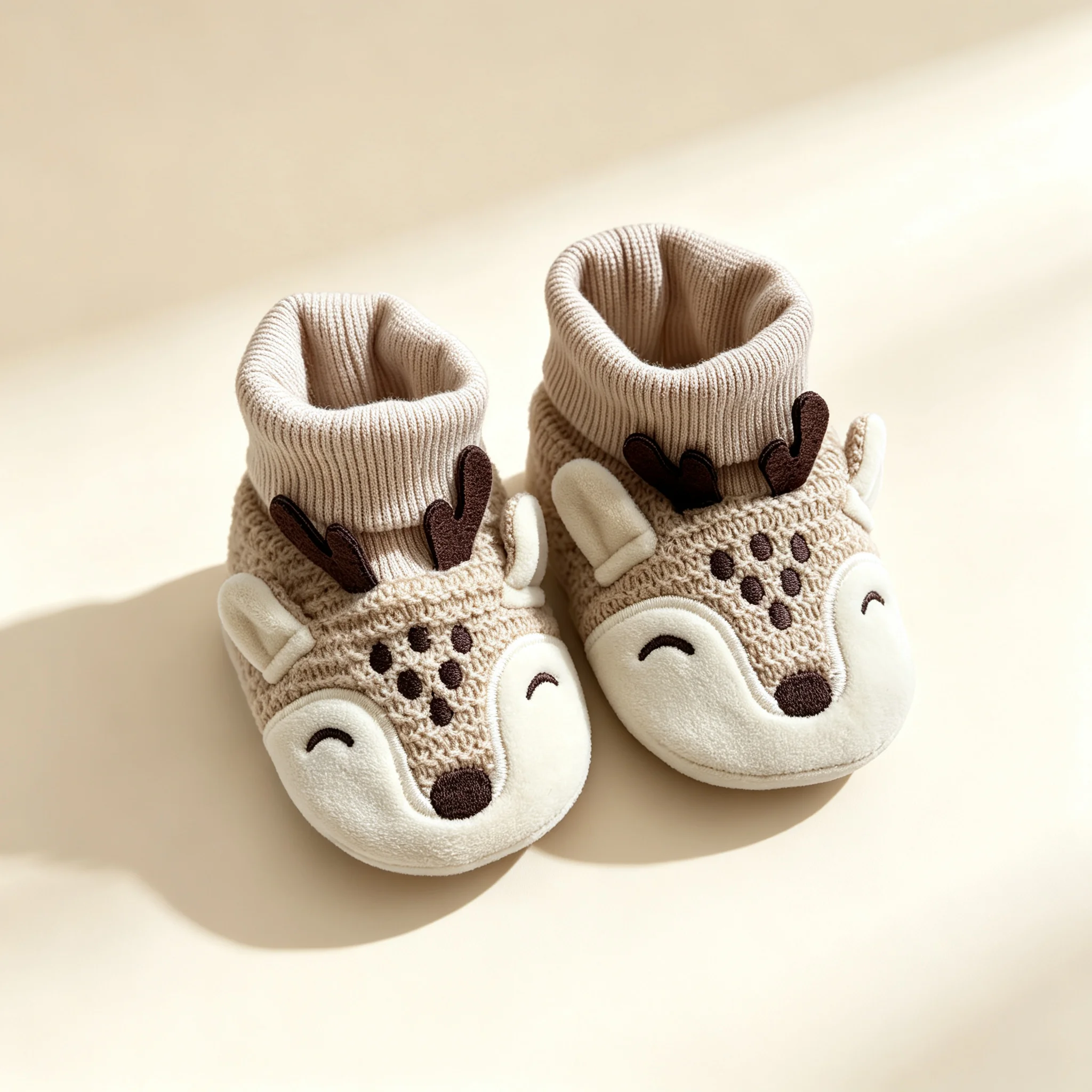 Cute Deer Baby Shoes Soft Sole Knitted Slippers Warm Newborn Booties Infant Prewalkers Winter Footwear for Baby Girls & Boys 0-1