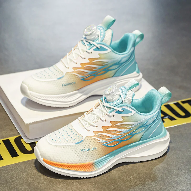 

Functional Children Running Shoes Grooved Anti-slip Sole Airy Upper Ultra Light for Long-distance Running and Play