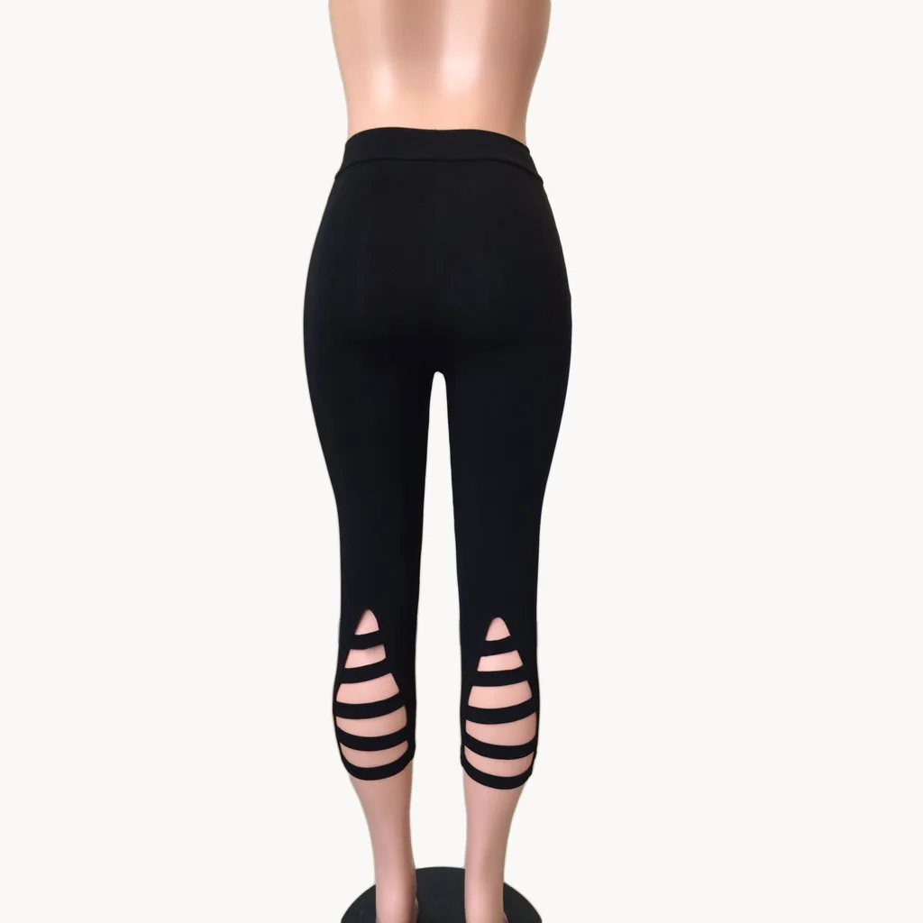 New Summer Sales Of Quick-drying Lacing Leggings European And American Cropped Pants Black Slim Back Cross Leggings Women