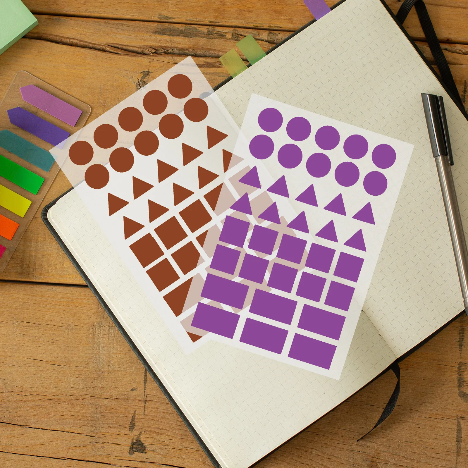 100Sheets Multi-Shaped Color Coding Stickers Removable Writable Adhesive Labels for Storage Boxes Folders Classification Index