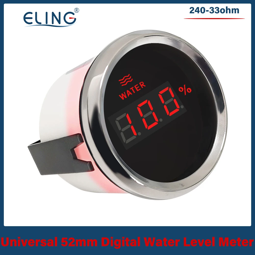 

ELING Car Boat Digital Water Level Gauge with Red Backlight 52mm 9~32V 0-190ohm/240-33ohm Signal