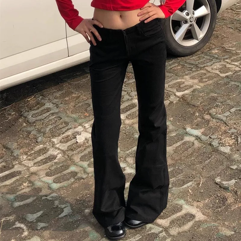 

Простые черные джинсы Micro-La с заниженной талией в Европе и США, женские базовые повседневные брюки Joker Spice Girls