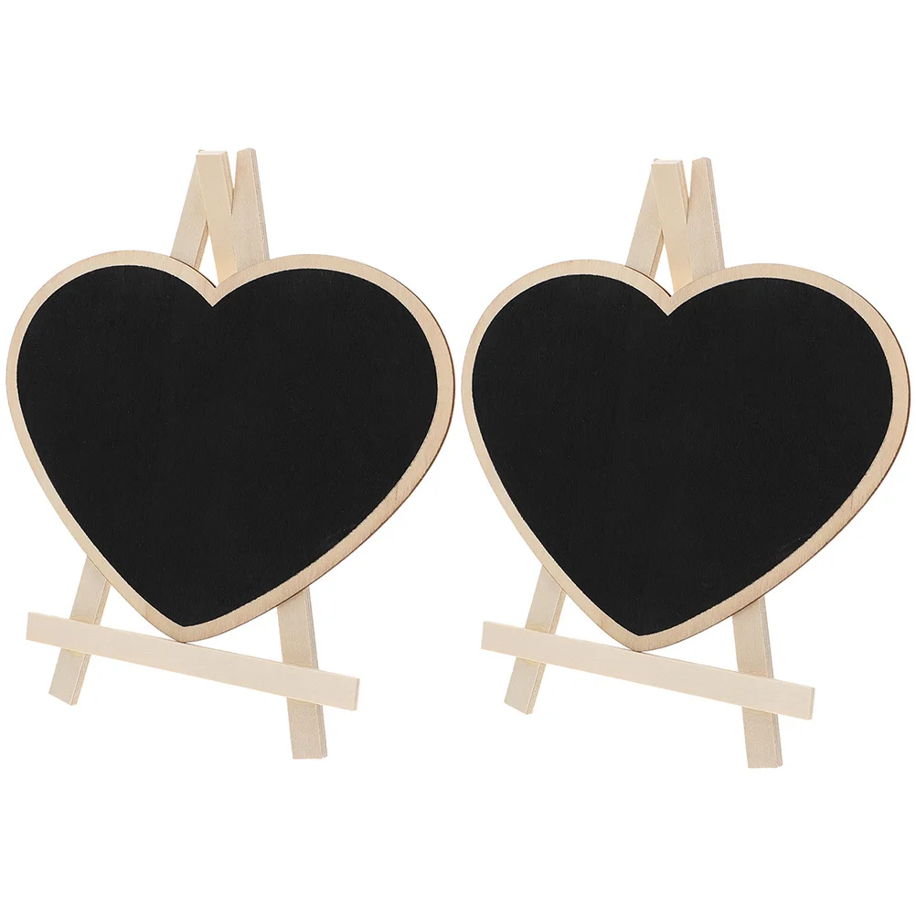 2Pcs Standing Chalkboard Small Blackboard Heart Shape Message Board Desktop Mini Chalkboard Sign for Home Bar Advertising
